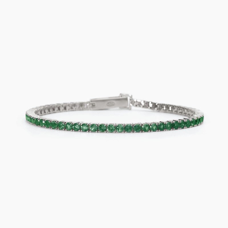 Bracciale tennis da donna in argento con smeraldi Mabina 533668