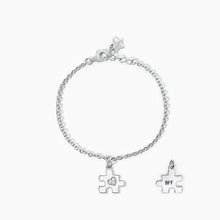 Cargar imagen en el visor de la galería, Pulsera niña plata con colgante BFF Mabina puzzle 533674
