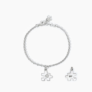 Pulsera niña plata con colgante BFF Mabina puzzle 533674