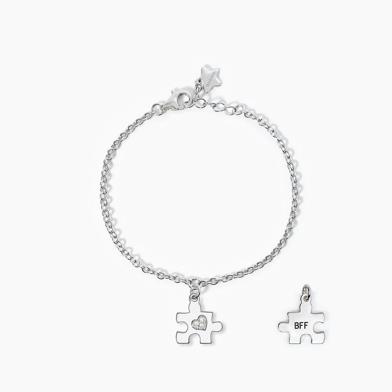 Pulsera niña plata con colgante BFF Mabina puzzle 533674