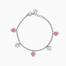 Carica l&#39;immagine nel visualizzatore di Gallery, Bracciale bimba in argento con cuori pendenti MON AMOUR Mabina 533682

