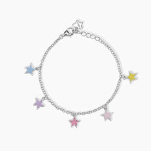 Carica l&#39;immagine nel visualizzatore di Gallery, Bracciale bimba in argento con stelle pendenti smaltate STELLA STELLINA Mabina 533683
