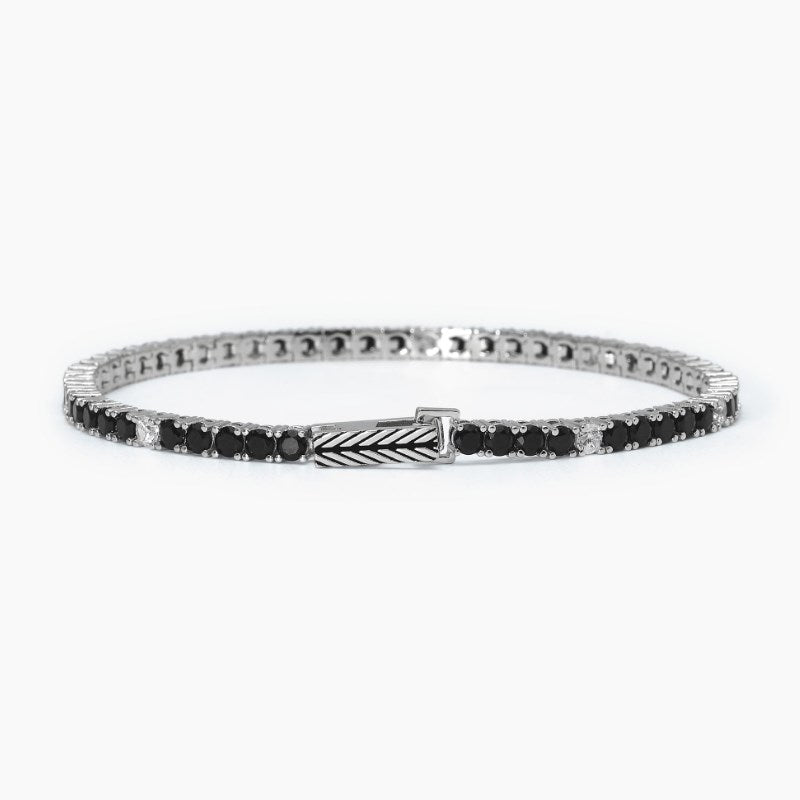 Pulsera de tenis para hombre en plata con circonitas Mabina 533696