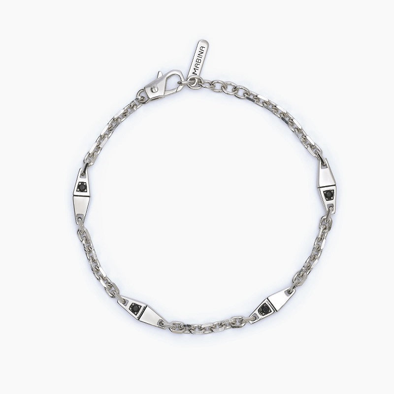 Pulsera de hombre con cadena rolò e inserciones negras MODERNISTA Mabina 533706