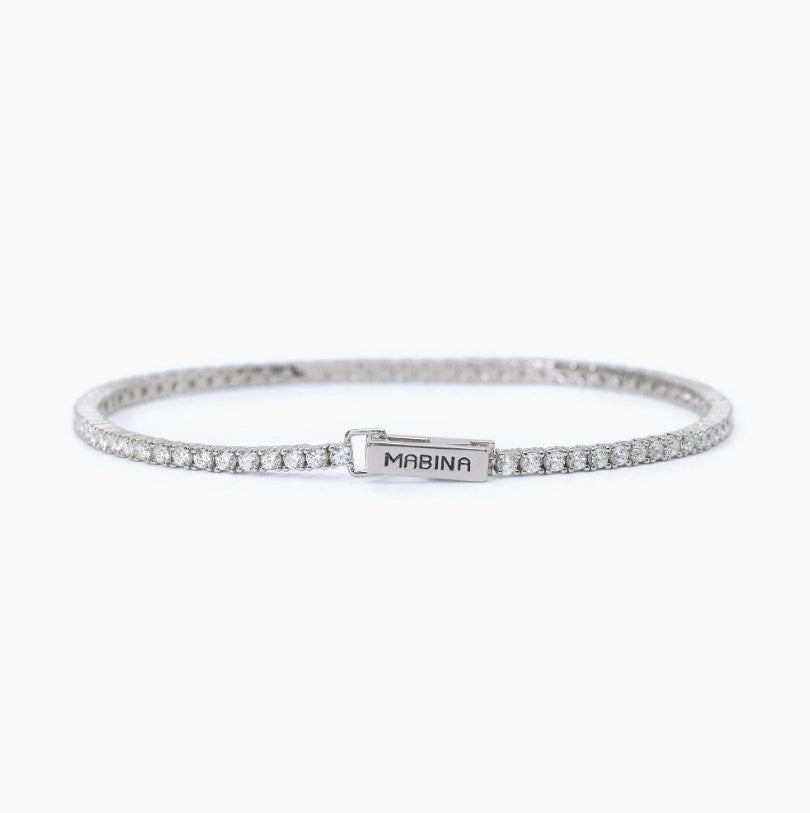 Bracciale da uomo tennis in argento con zirconi Mabina 533712