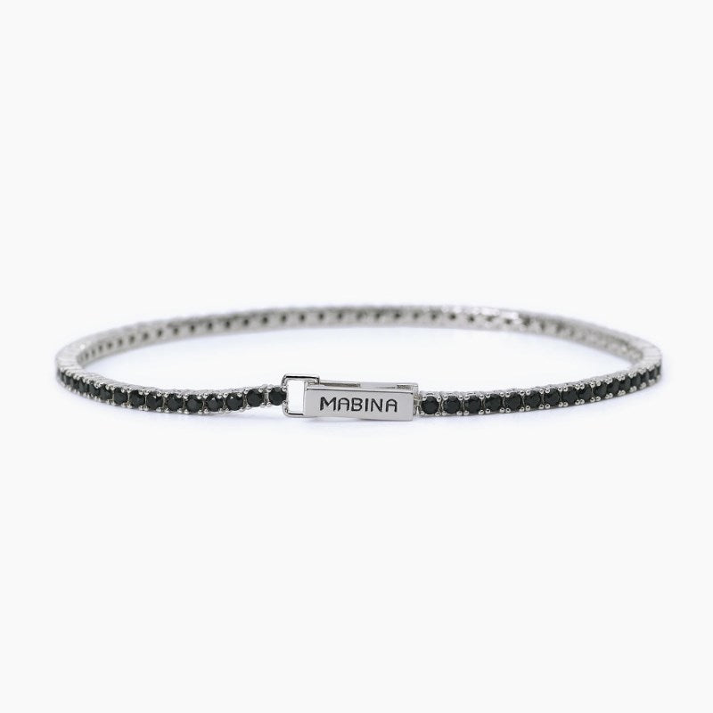 Pulsera de tenis para hombre en plata con circonitas Mabina 533713
