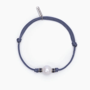 Pulsera de hombre con cordón azul y perla blanca TROPICAL Mabina 533719