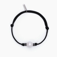 Cargar imagen en el visor de la galería, Pulsera de hombre con cordón negro y perla blanca TROPICAL Mabina 533720
