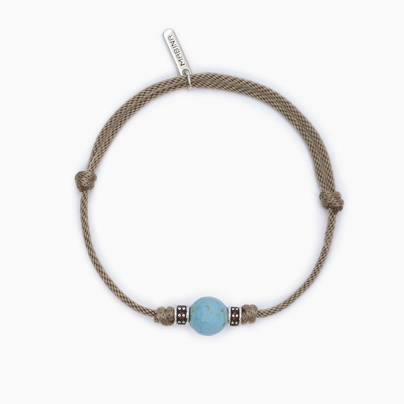 Bracciale da uomo con cordino sabbia e pietra turchese TROPICAL Mabina 533722