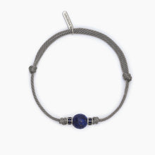 Cargar imagen en el visor de la galería, Pulsera de hombre con cordón gris y piedra lapislázuli TROPICAL Mabina 533723
