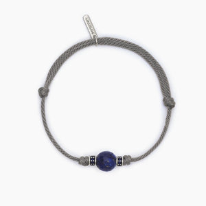 Pulsera de hombre con cordón gris y piedra lapislázuli TROPICAL Mabina 533723