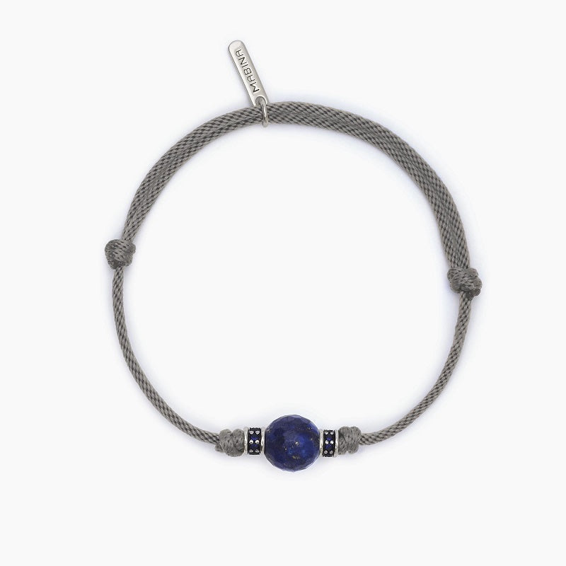 Pulsera de hombre con cordón gris y piedra lapislázuli TROPICAL Mabina 533723