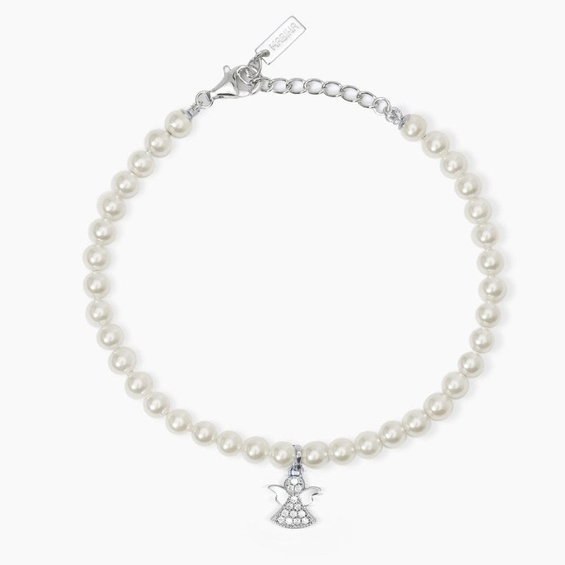 Bracciale da donna in argento con perle e angelo MY ANGEL Mabina 533737