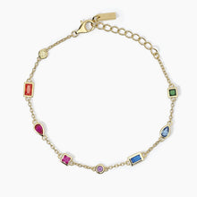 Carica l'immagine nel visualizzatore di Gallery, Bracciale da donna in argento dorato multicolor RAINBOW Mabina 533746
