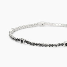 Cargar imagen en el visor de la galería, Pulsera de tenis para hombre en plata con inserciones cuadradas GENTLEMAN Mabina 533821
