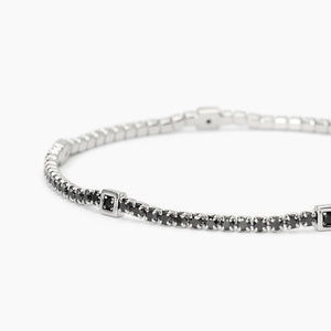 Pulsera de tenis para hombre en plata con inserciones cuadradas GENTLEMAN Mabina 533821