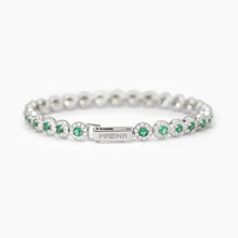 Carica l&#39;immagine nel visualizzatore di Gallery, Bracciale tennis da donna in argento con smeraldi Mabina 533824
