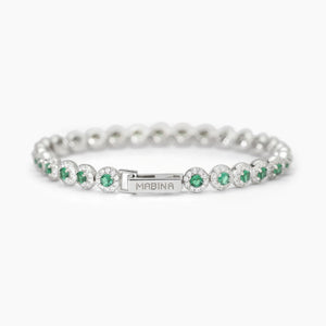 Bracciale tennis da donna in argento con smeraldi Mabina 533824