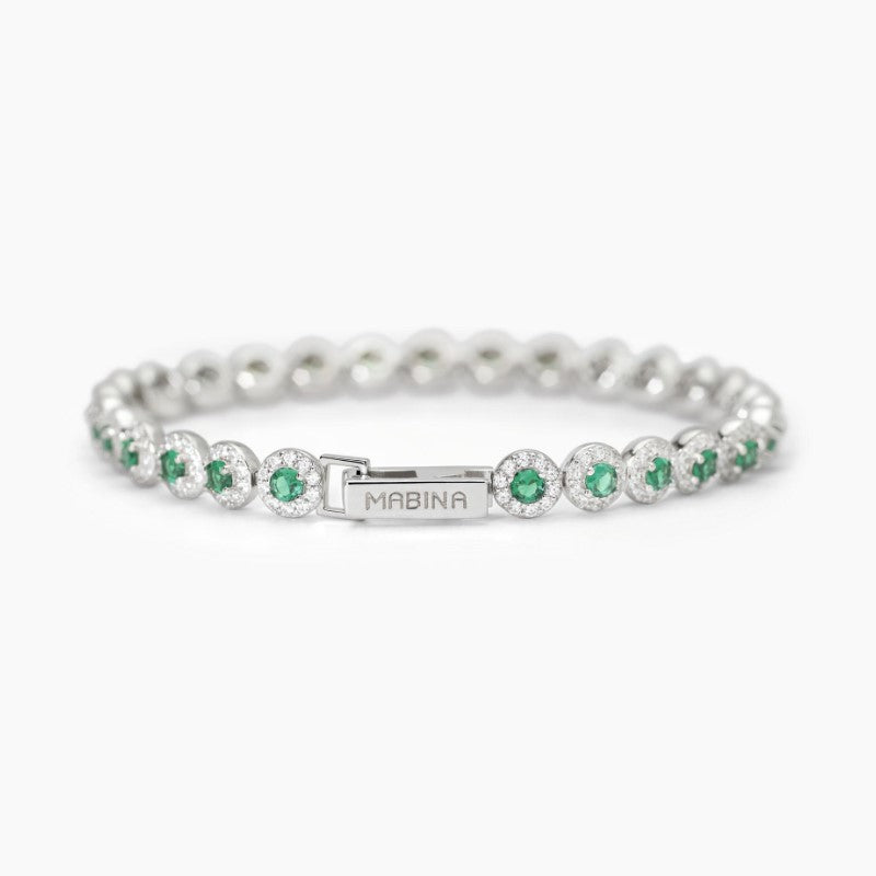 Bracciale tennis da donna in argento con smeraldi Mabina 533824