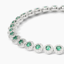 Carica l&#39;immagine nel visualizzatore di Gallery, Bracciale tennis da donna in argento con smeraldi Mabina 533824
