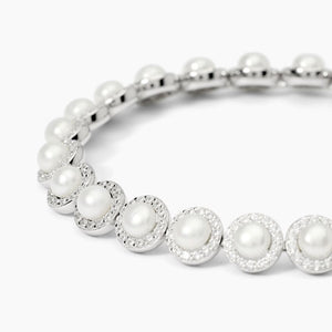 Bracciale da donna tennis in argento con perle e zirconi Mabina 533826