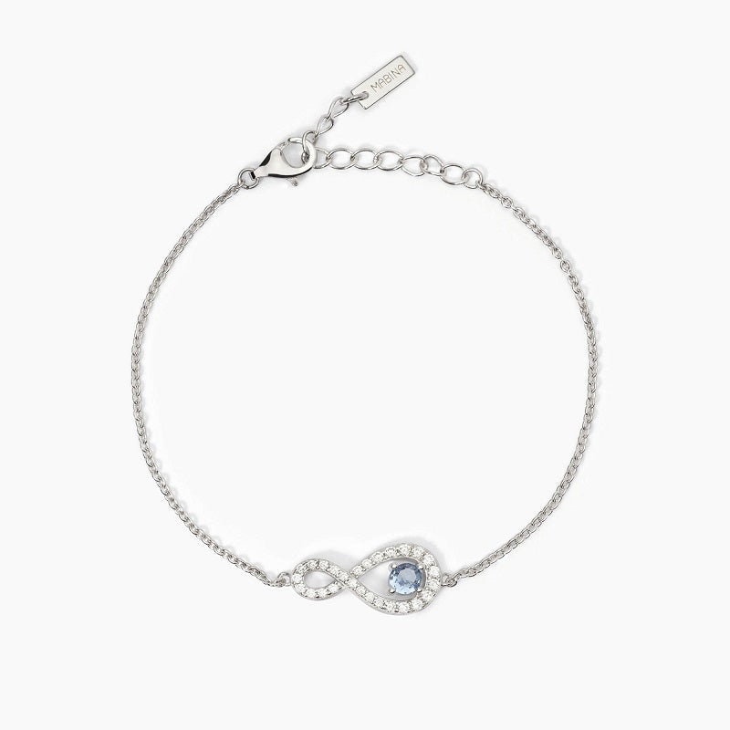Bracciale da donna in argento rodiato con catena forzatina e infinito ENDLESS Mabina 533828