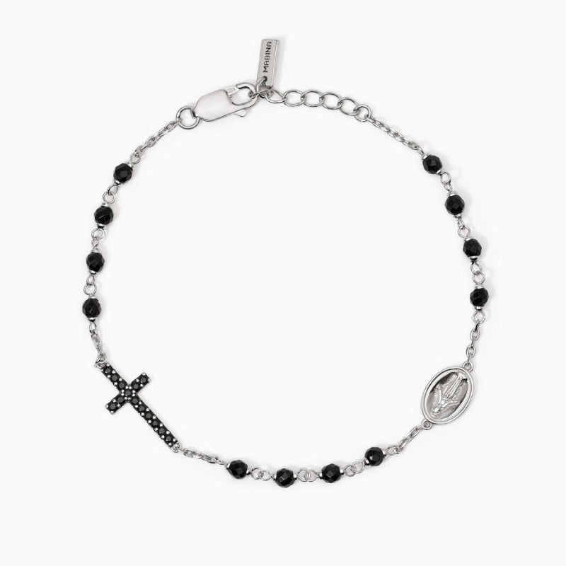 Bracciale da uomo in argento con croce e Madonnina Mystical Mabina 533832
