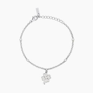 Bracciale da donna in argento con catena e quadrifoglio BUONA FORTUNA Mabina 533890