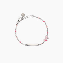 Carica l&#39;immagine nel visualizzatore di Gallery, Bracciale bimba con fiocchetto e targhetta incidibile Pink Lady-Tag Mabina 533926
