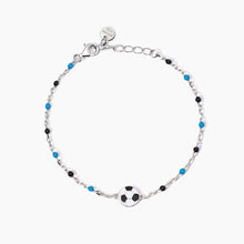 Cargar imagen en el visor de la galería, Bracciale bimbo con pallone e inserti azzurri e neri W Il Football Mabina 533928
