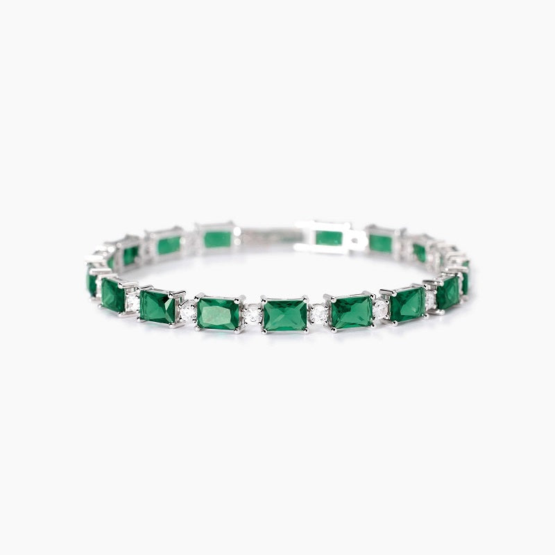 Bracciale da donna in argento con smeraldi sintetici Battito Mabina 533941