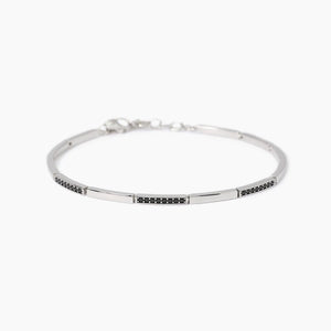 Bracciale da uomo in argento con piastre e zirconi Mabina 533993