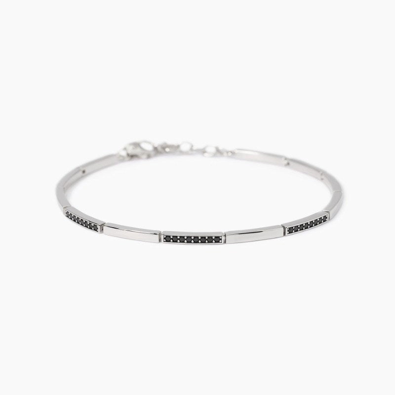Bracciale da uomo in argento con piastre e zirconi Mabina 533993