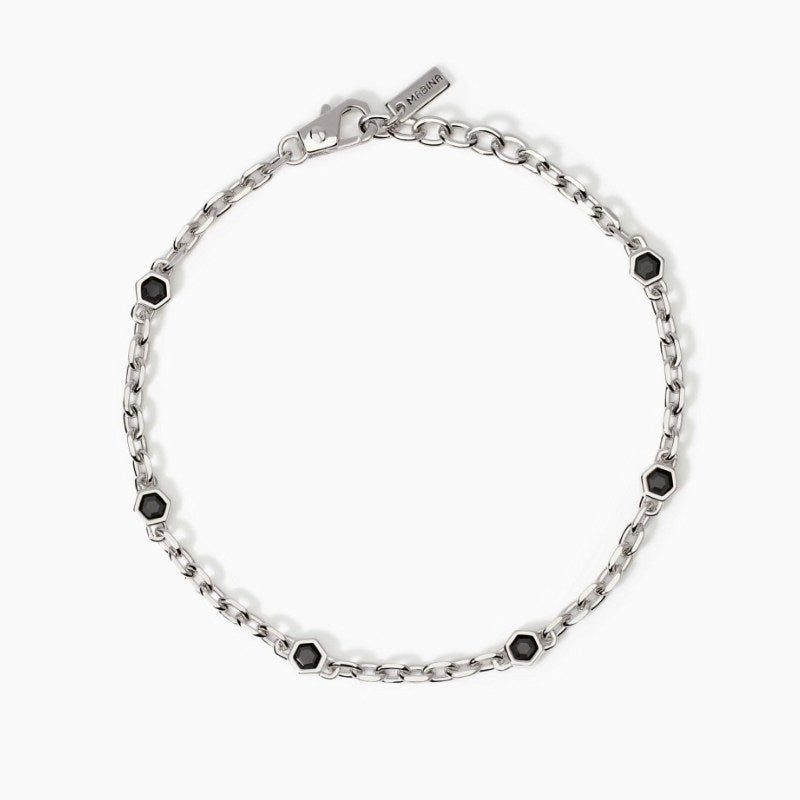 Bracciale da uomo con catena forzatina e zirconi Mabina 534002
