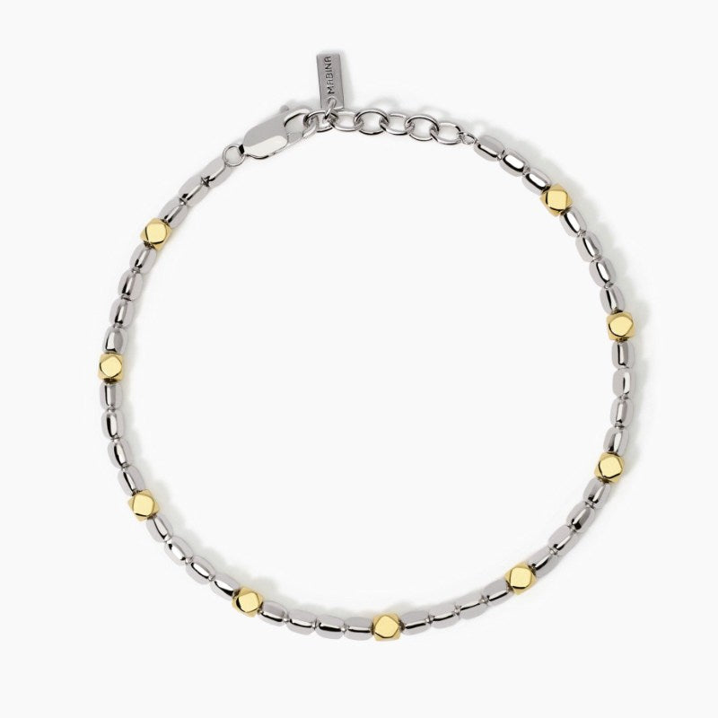Bracciale da uomo regolabile con elementi placcati oro Mabina 534003