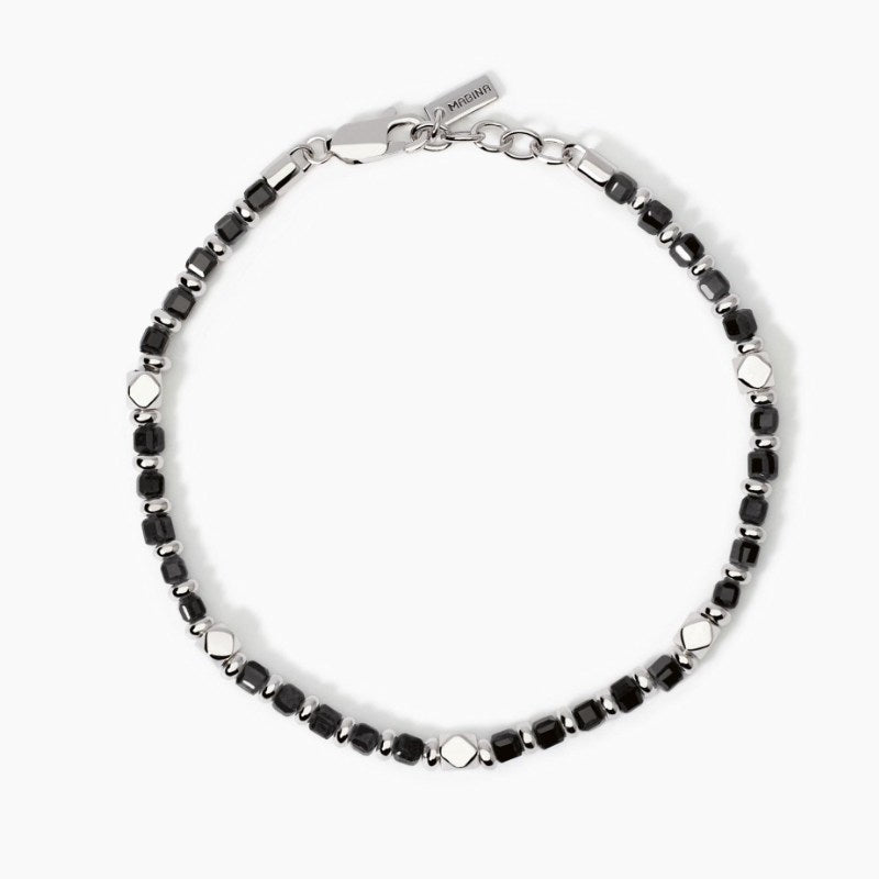 Bracciale da uomo in argento e agata nera Mabina 534004