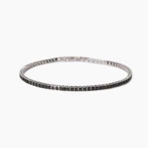 Bracciale tennis da uomo in argento con zirconi neri Mabina 534015