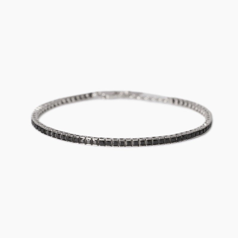 Bracciale tennis da uomo in argento con zirconi neri Mabina 534015