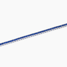 Carica l&#39;immagine nel visualizzatore di Gallery, Bracciale tennis da uomo in argento con zaffiri sintetici Mabina 534017
