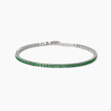 Carica l&#39;immagine nel visualizzatore di Gallery, Bracciale tennis da uomo in argento con smeraldi sintetici Mabina 534018
