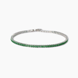 Bracciale tennis da uomo in argento con smeraldi sintetici Mabina 534018