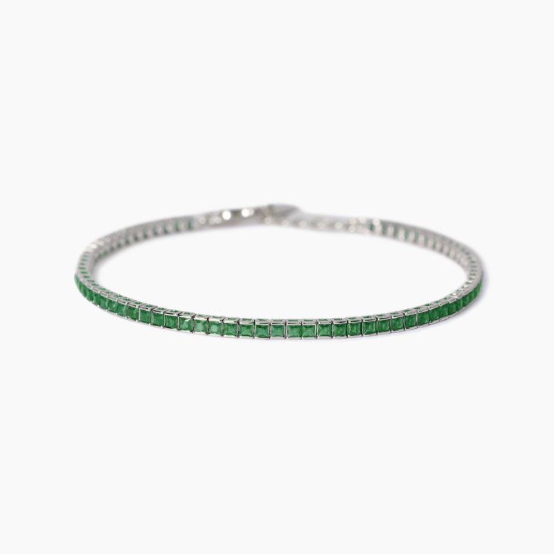 Bracciale tennis da uomo in argento con smeraldi sintetici Mabina 534018