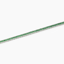 Carica l&#39;immagine nel visualizzatore di Gallery, Bracciale tennis da uomo in argento con smeraldi sintetici Mabina 534018

