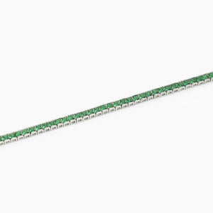 Bracciale tennis da uomo in argento con smeraldi sintetici Mabina 534018