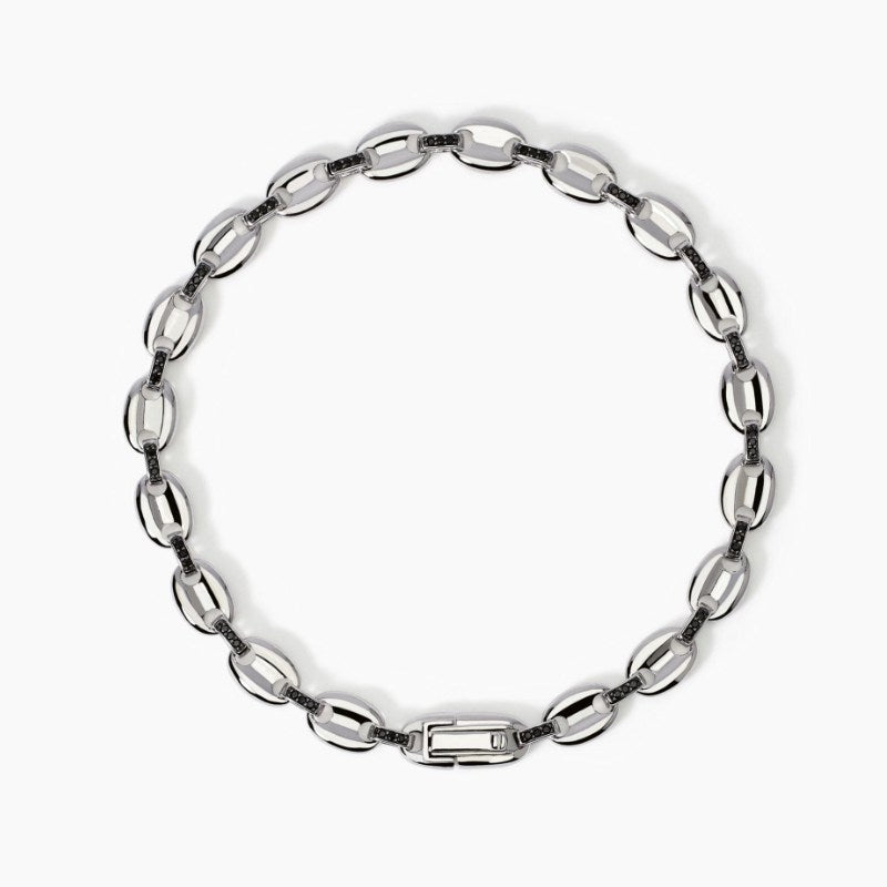 Bracciale da uomo in argento con maglia marina e zirconi 534019