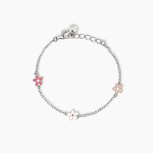 Load image into Gallery viewer, Bracciale bimba in argento con fiorellini smaltati Flora Mabina 534022
