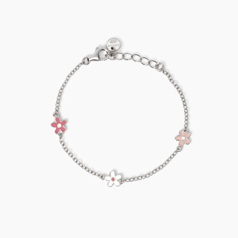 Bracciale bimba in argento con fiorellini smaltati Flora Mabina 534022