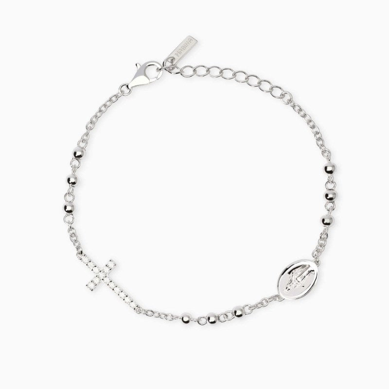 Bracciale da donna con croce e Madonnina Rosario Mabina 534056