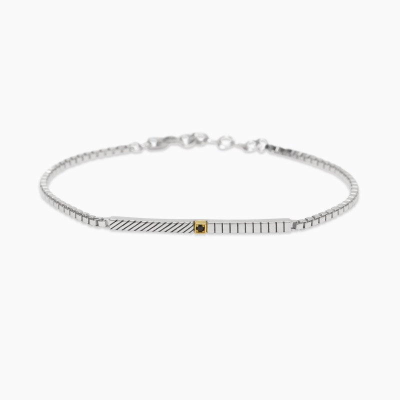 Bracciale da uomo con catena veneta e piastra Geometrico Mabina 534086