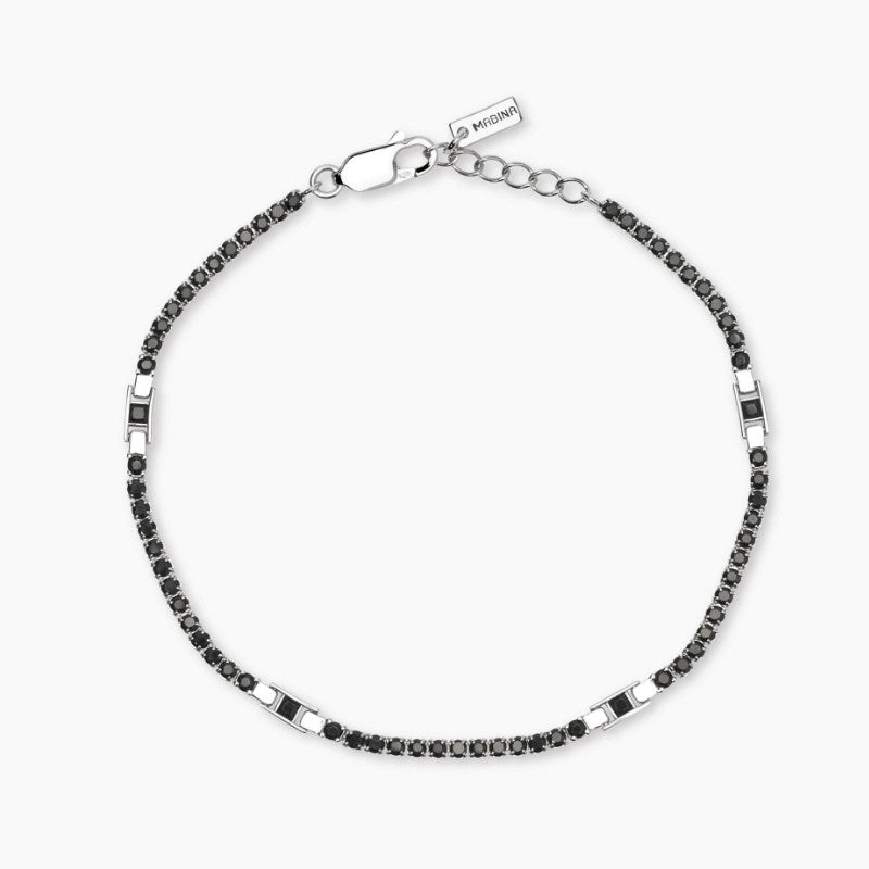 Bracciale da uomo in argento tennis da uomo con zirconi neri Cult Mabina 534087